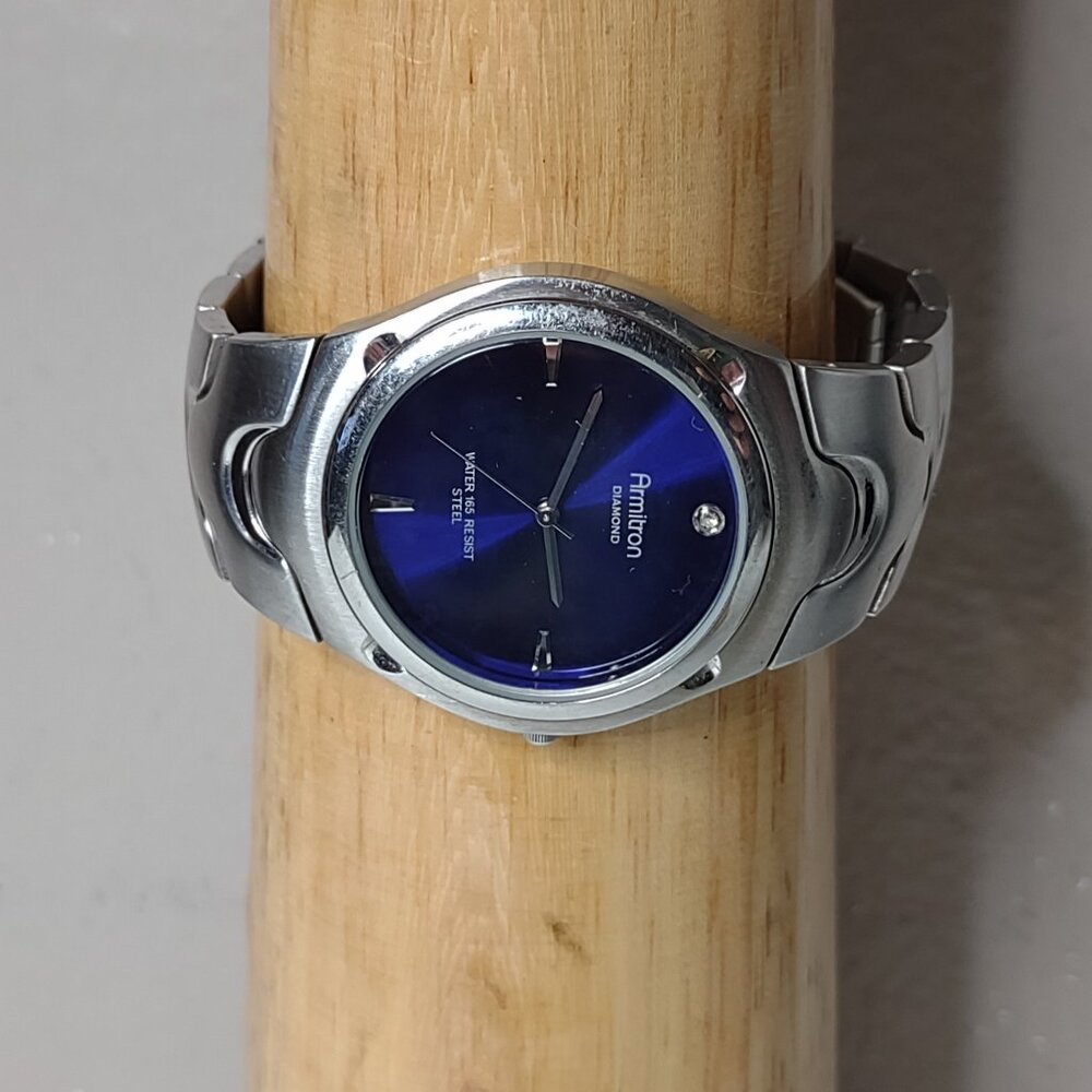 7 Inch Heavy Armitron Watch With Blue Dial